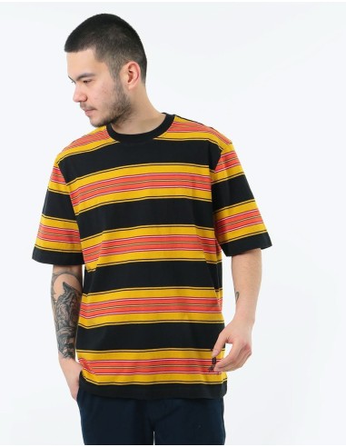 Stüssy Multi Stripe Crew T-Shirt - Black les ctes