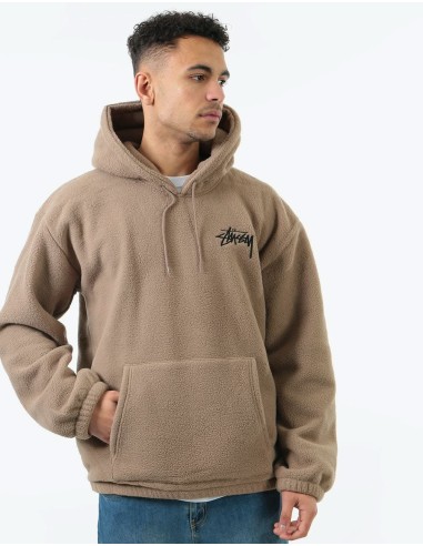 Stüssy Bronson Polar Fleece Pullover Hoodie - Taupe brillant des détails fins