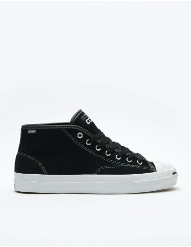 Converse Jack Purcell Pro Mid Suede Skate Shoes - Black/White/Black Profitez des Offres !