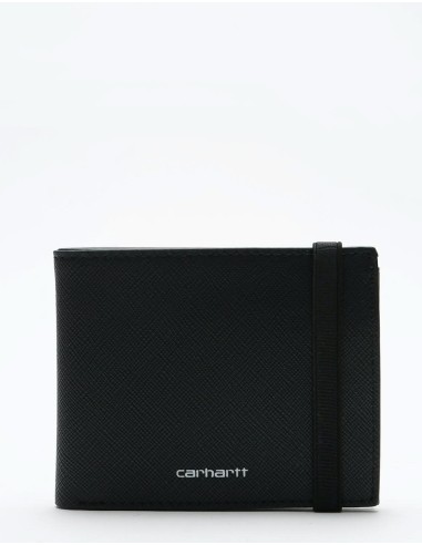 Carhartt WIP Leather Rock-it Wallet - Black pas cher chine