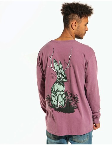 Welcome Jackalope Garment-Dyed L/S T-Shirt - Berry la livraison gratuite