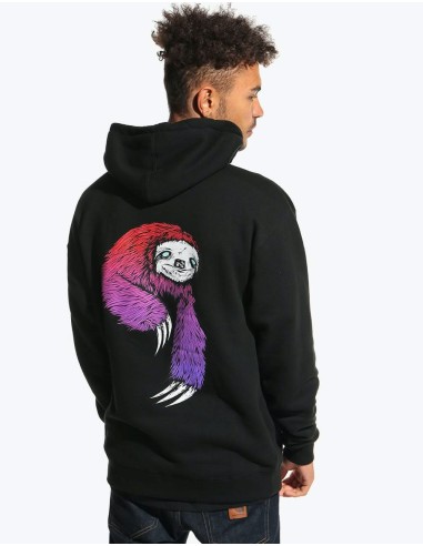 Welcome Sloth Pullover Hoodie - Black/Red/Purple brillant des détails fins