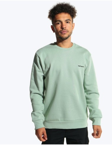 Carhartt WIP Script Embroidery Sweatshirt - Frosted Green/Black Les magasins à Paris et en Île-de-France